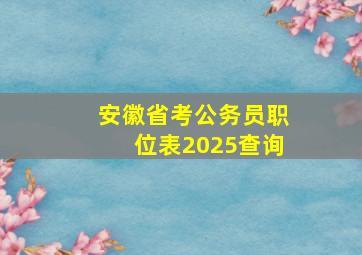 安徽省考公务员职位表2025查询