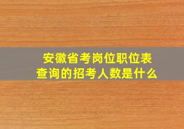 安徽省考岗位职位表查询的招考人数是什么