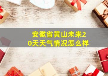 安徽省黄山未来20天天气情况怎么样