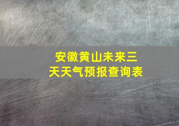 安徽黄山未来三天天气预报查询表