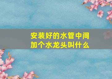 安装好的水管中间加个水龙头叫什么