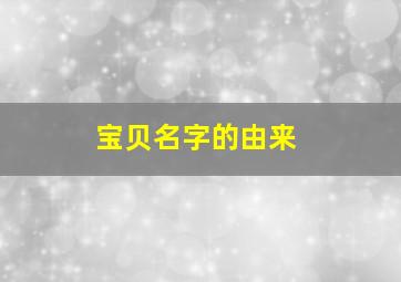 宝贝名字的由来