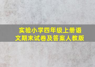 实验小学四年级上册语文期末试卷及答案人教版