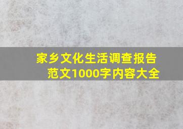 家乡文化生活调查报告范文1000字内容大全