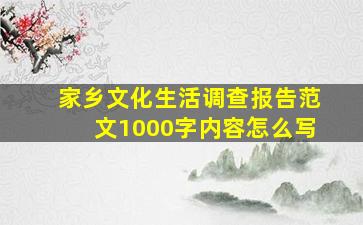 家乡文化生活调查报告范文1000字内容怎么写