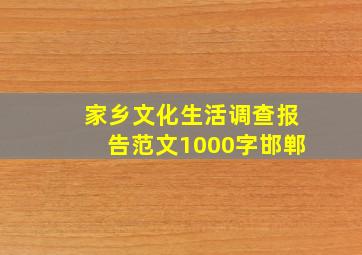 家乡文化生活调查报告范文1000字邯郸