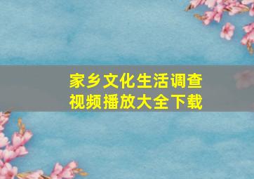 家乡文化生活调查视频播放大全下载