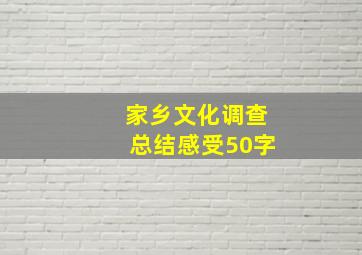 家乡文化调查总结感受50字