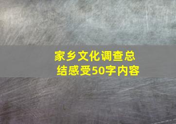 家乡文化调查总结感受50字内容