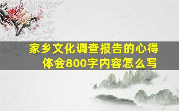 家乡文化调查报告的心得体会800字内容怎么写