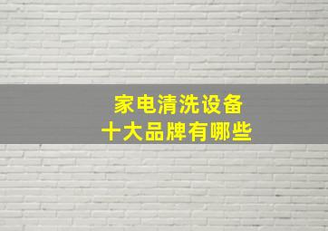 家电清洗设备十大品牌有哪些