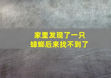 家里发现了一只蟑螂后来找不到了