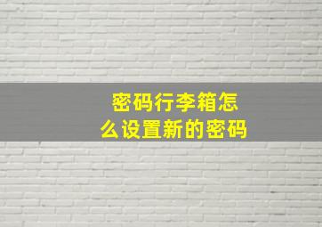 密码行李箱怎么设置新的密码