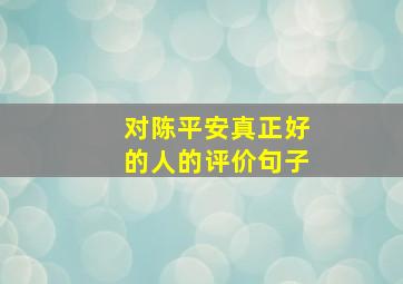 对陈平安真正好的人的评价句子