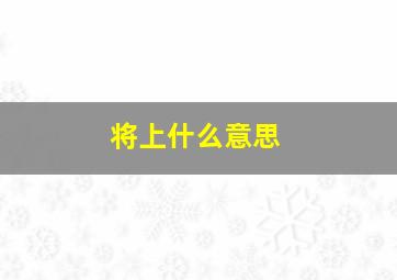 将上什么意思