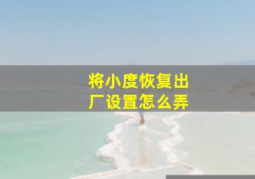 将小度恢复出厂设置怎么弄