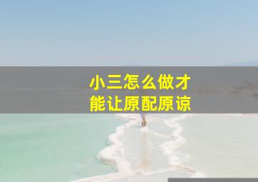 小三怎么做才能让原配原谅