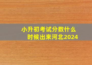 小升初考试分数什么时候出来河北2024