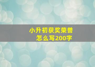 小升初获奖荣誉怎么写200字