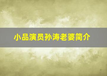 小品演员孙涛老婆简介