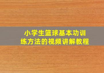 小学生篮球基本功训练方法的视频讲解教程