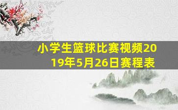 小学生篮球比赛视频2019年5月26日赛程表