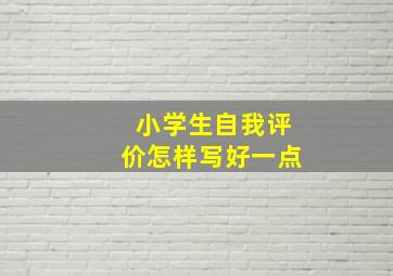 小学生自我评价怎样写好一点