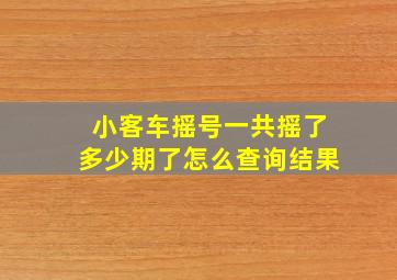 小客车摇号一共摇了多少期了怎么查询结果