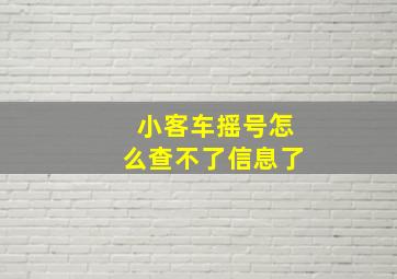 小客车摇号怎么查不了信息了