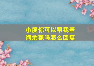 小度你可以帮我查询余额吗怎么回复