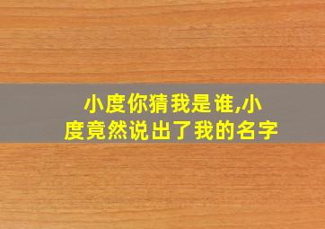 小度你猜我是谁,小度竟然说出了我的名字