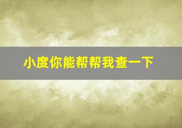 小度你能帮帮我查一下