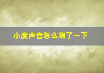 小度声音怎么响了一下