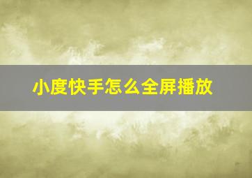 小度快手怎么全屏播放