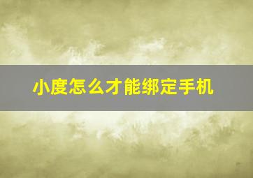 小度怎么才能绑定手机