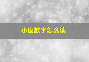 小度数字怎么读