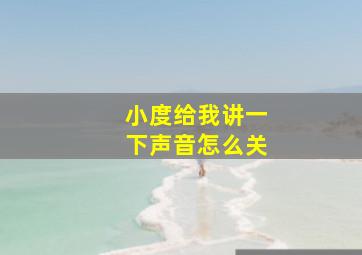 小度给我讲一下声音怎么关