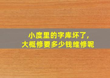 小度里的字库坏了,大概修要多少钱维修呢