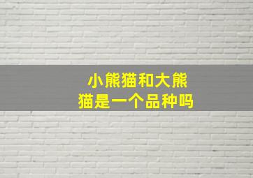 小熊猫和大熊猫是一个品种吗