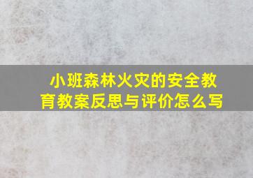 小班森林火灾的安全教育教案反思与评价怎么写