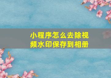 小程序怎么去除视频水印保存到相册