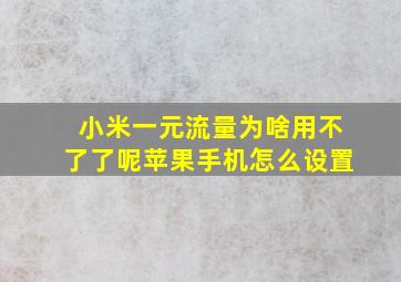 小米一元流量为啥用不了了呢苹果手机怎么设置