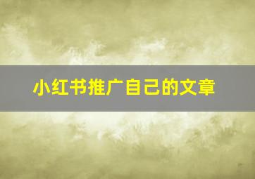 小红书推广自己的文章