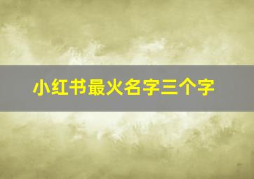 小红书最火名字三个字