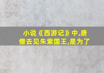 小说《西游记》中,唐僧去见朱紫国王,是为了