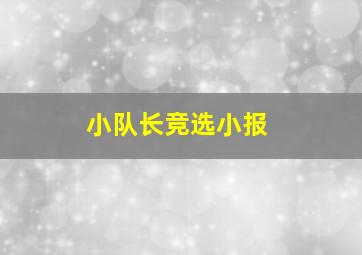 小队长竞选小报