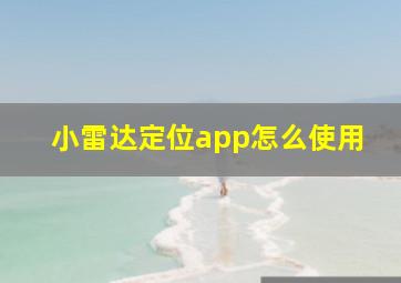 小雷达定位app怎么使用