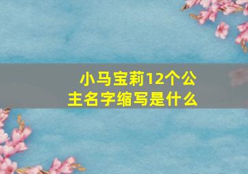 小马宝莉12个公主名字缩写是什么