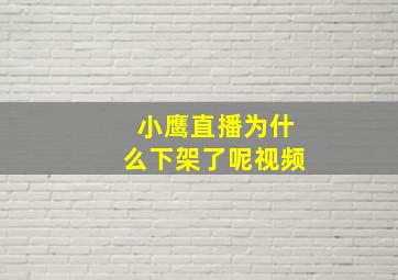 小鹰直播为什么下架了呢视频