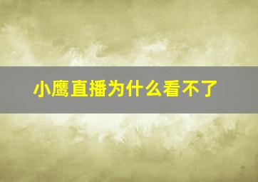 小鹰直播为什么看不了